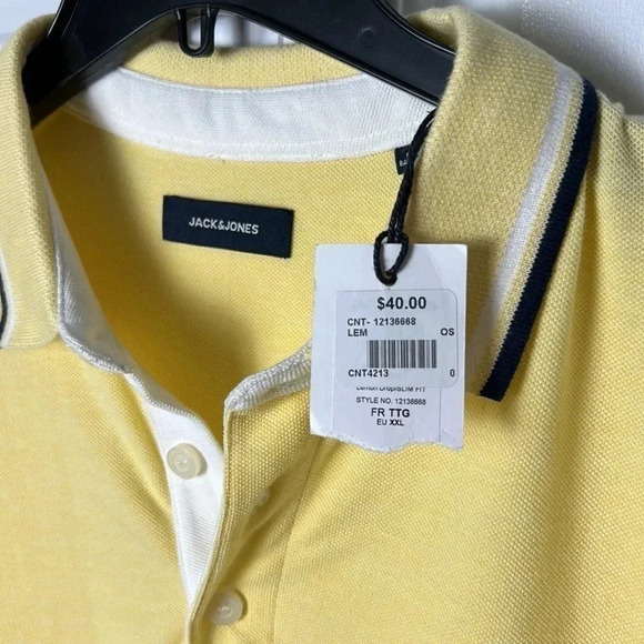 Jack & Jones men polo shirt XXL ,yellow cotton, short sleeve,golf  shirt . NWT - Picture 7 of 17